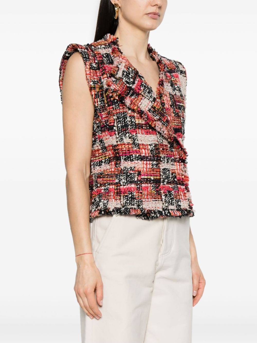 Shop Isabel Marant Djiroy Tweed Vest In 红色