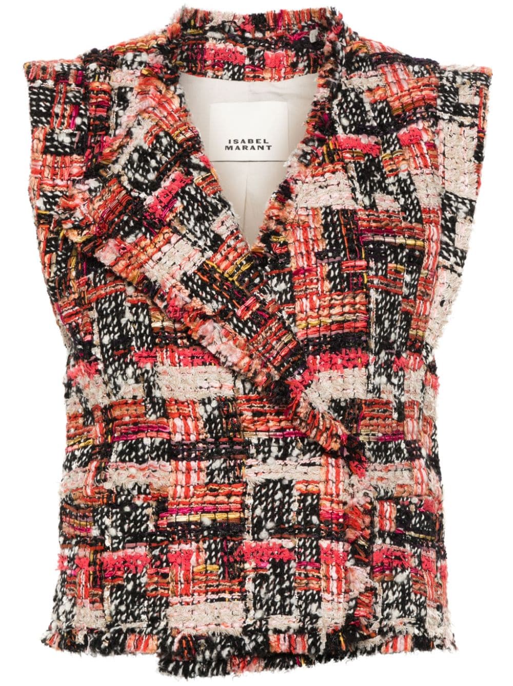 Shop Isabel Marant Djiroy Tweed Vest In 红色