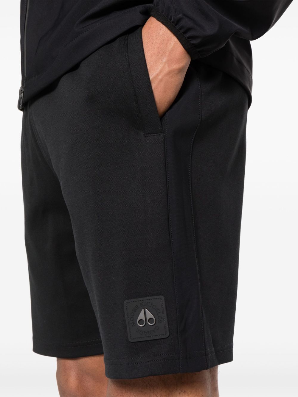 Shop Moose Knuckles Perido Cotton Track Shorts In Black