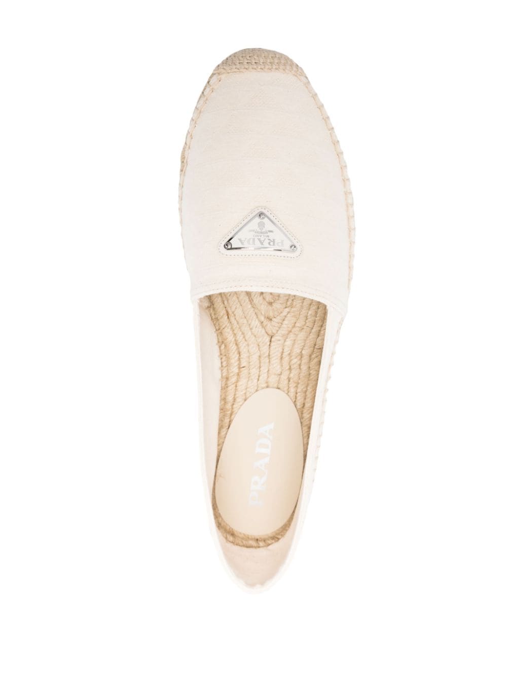 Shop Prada Enamel-logo Espadrilles In Nude