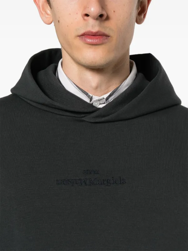 Maison Margiela logo-embroidered Cotton Hoodie | Grey | FARFETCH