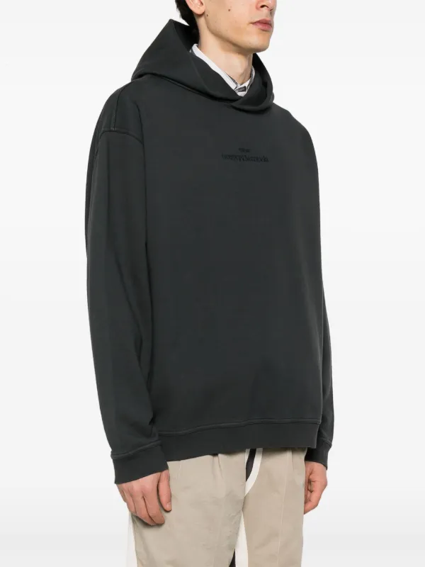 Maison Margiela logo-embroidered Cotton Hoodie | Grey | FARFETCH