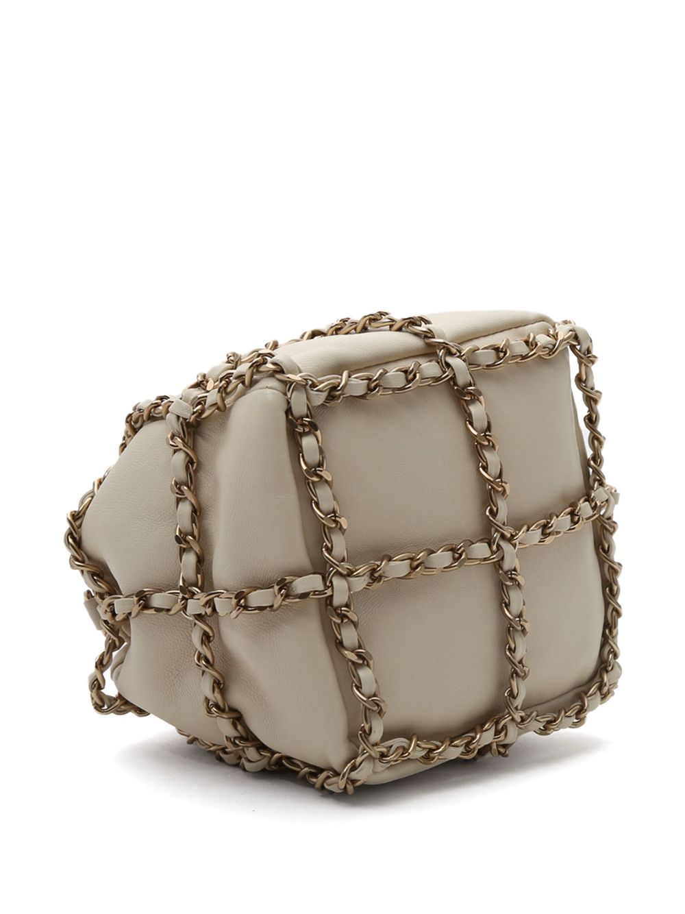 CHANEL leather chain-link bucket bag Women