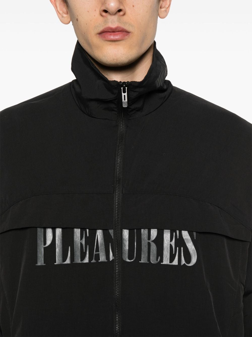 Shop Puma X Pleasures Logo-print Lightweight Jacket In Black