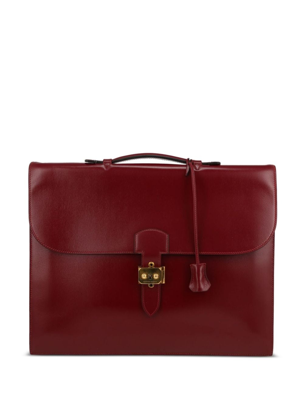 Pre-owned Hermes 1985 Sac À Dépêches Briefcase In Red