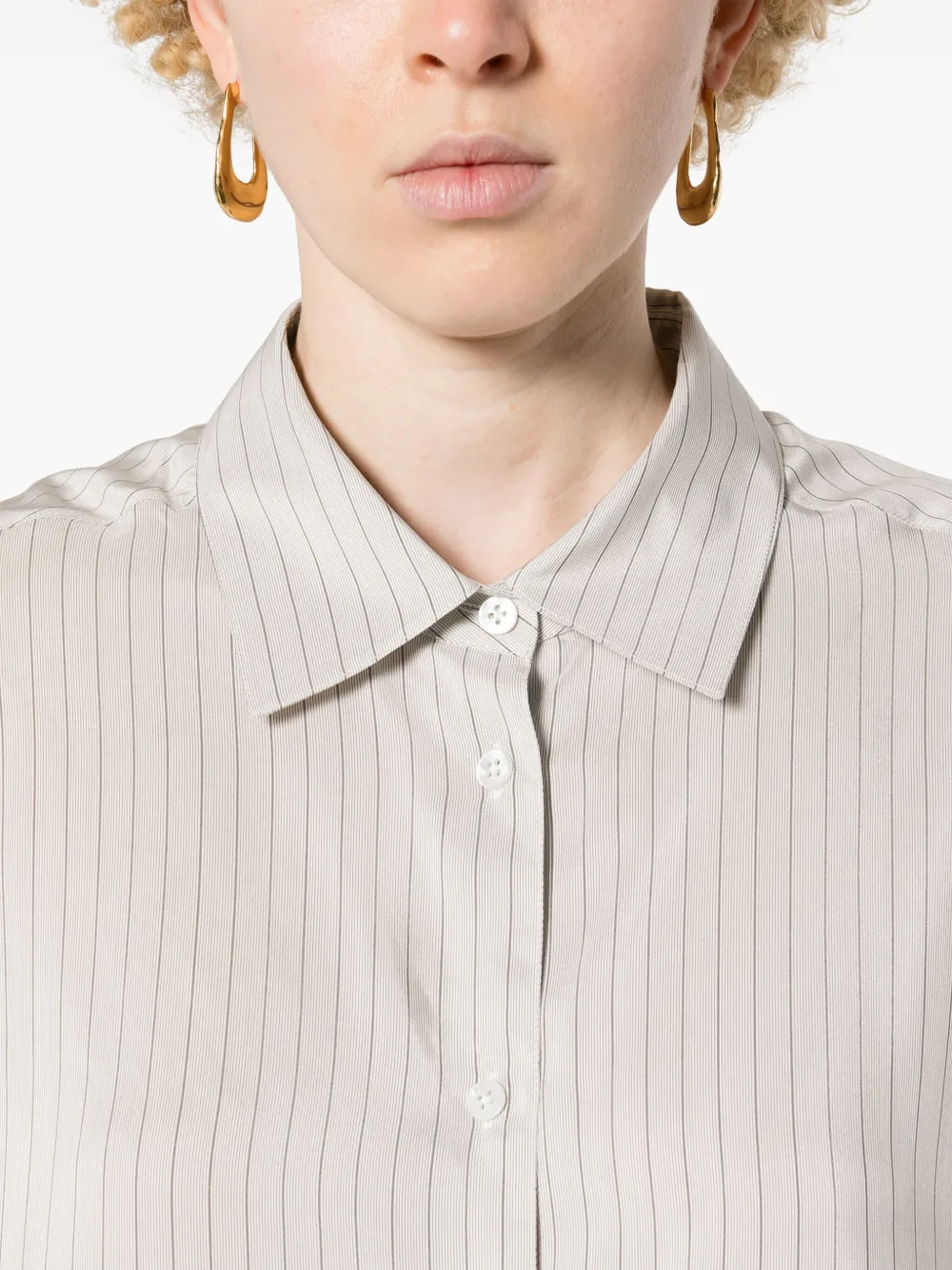 The Row Luka Silk Shirt In Grey