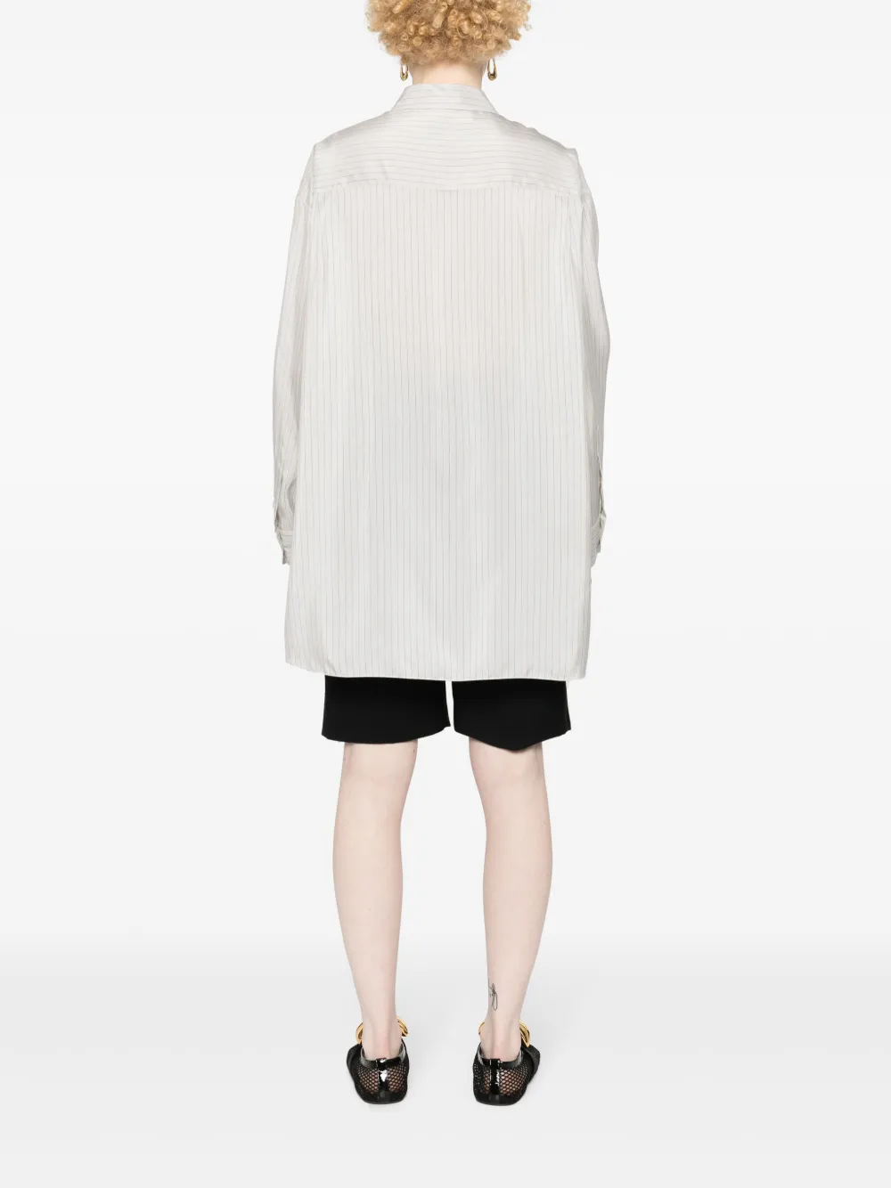 The Row Luka Silk Shirt In Grey