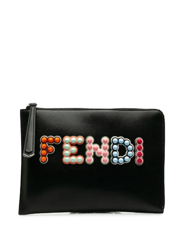 fendi studded clutch
