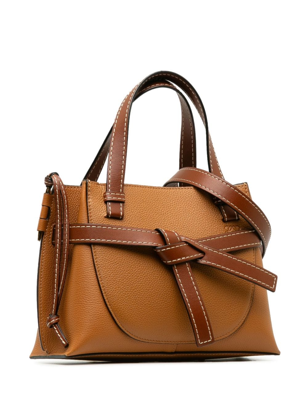 Pre-owned Loewe 2020 Mini Gate Leather Tote Bag In Brown