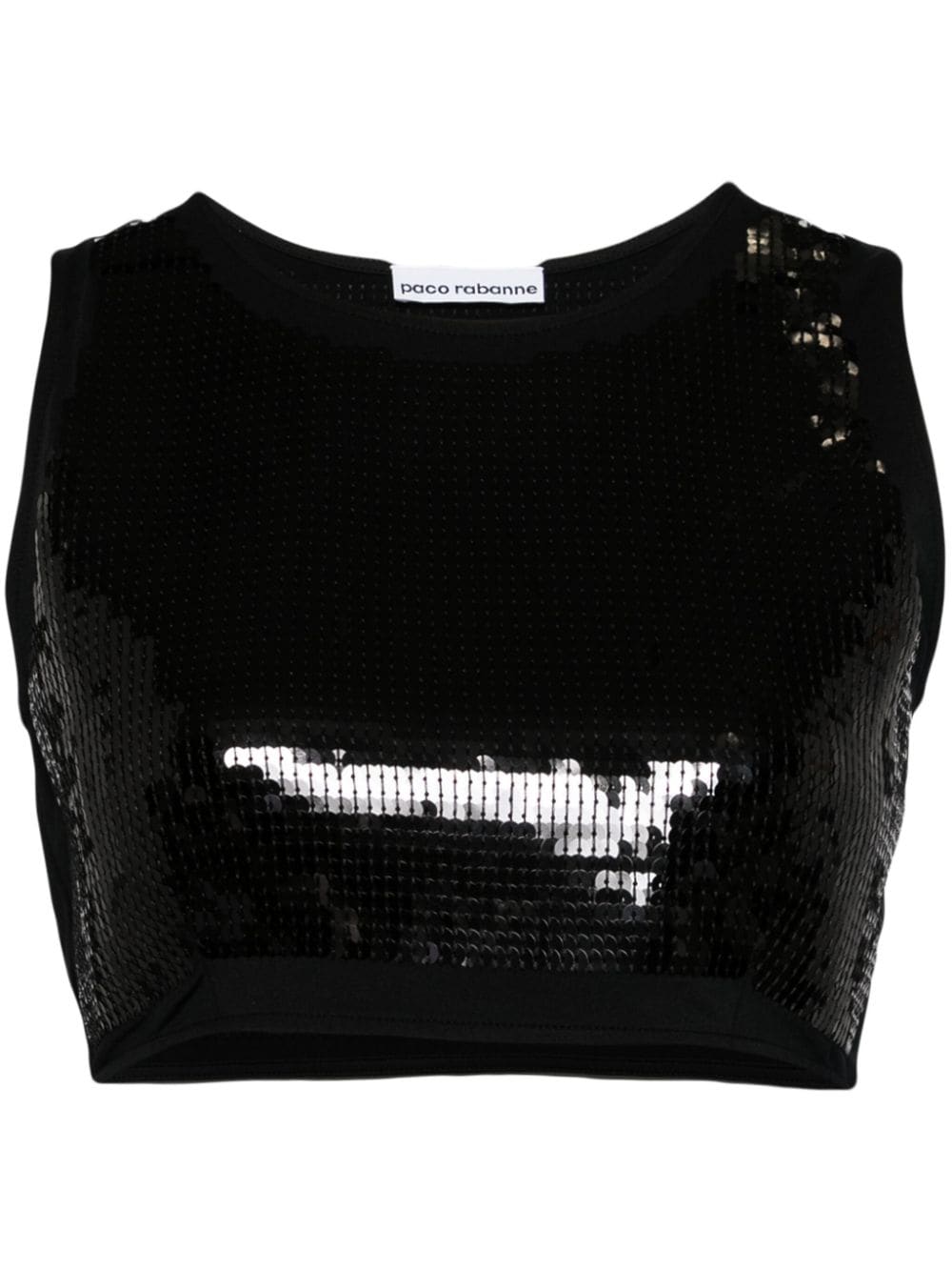 Rabanne Sequined Cropped Tank Top In Black
