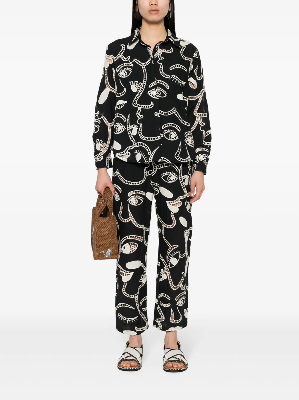 FARM Rio Richelieu cotton shirt - Zwart