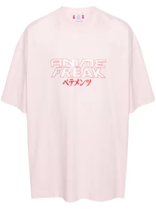 VETEMENTS slogan-print Cotton T-shirt | Pink | FARFETCH