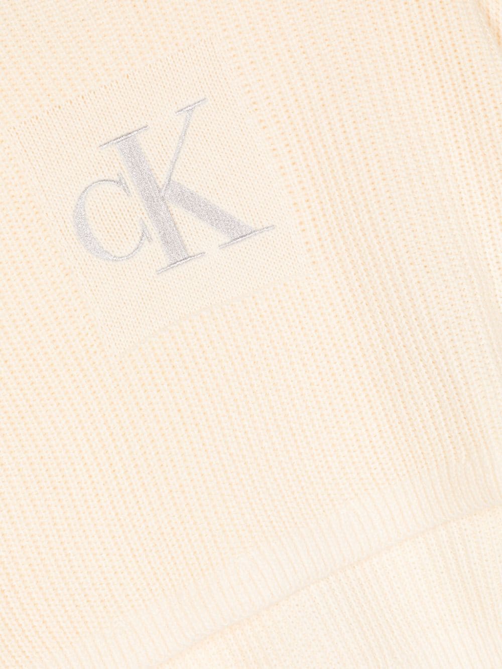 Shop Calvin Klein Logo-embroidered Ribbed-knit Jumper In Gelb