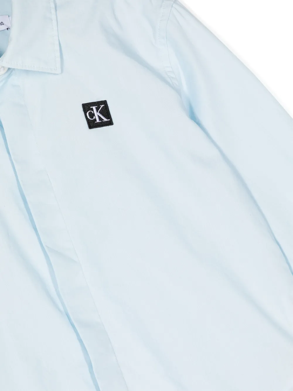 Calvin Klein Kids Popeline shirt met logo-badge Blauw
