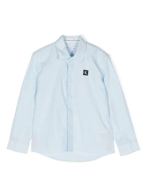 Calvin Klein Kids logo-badge poplin shirt