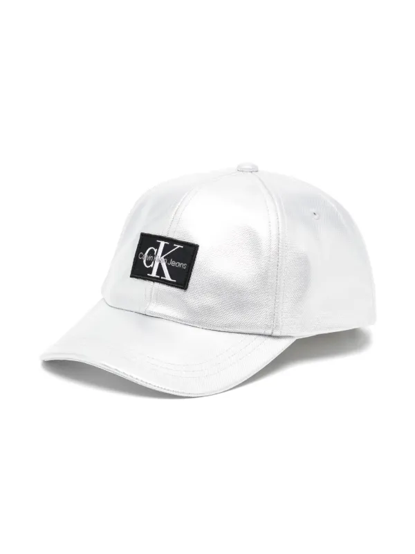 Calvin Klein Kids logo patch Metallic Baseball Cap Silver FARFETCH ID