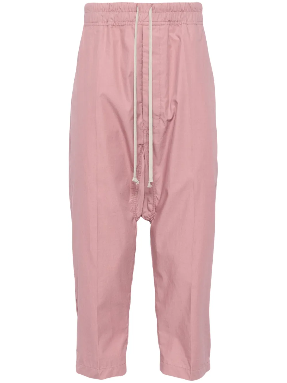 Rick Owens Drop-crotch Cotton Trousers In Pink