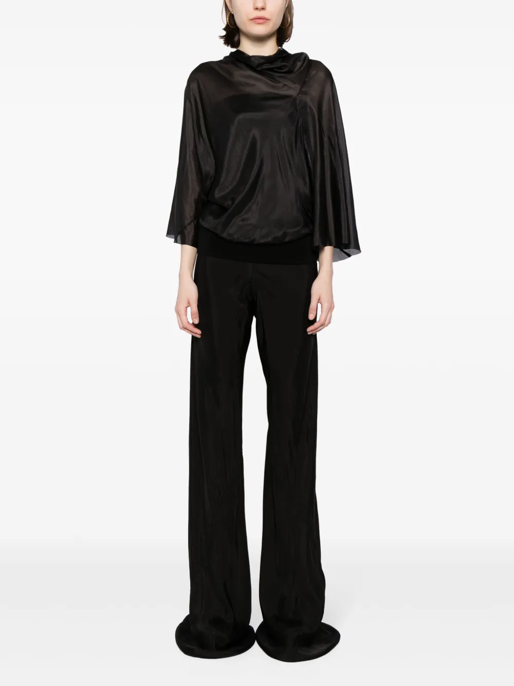 Rick Owens Cylinder zijden shirt Zwart
