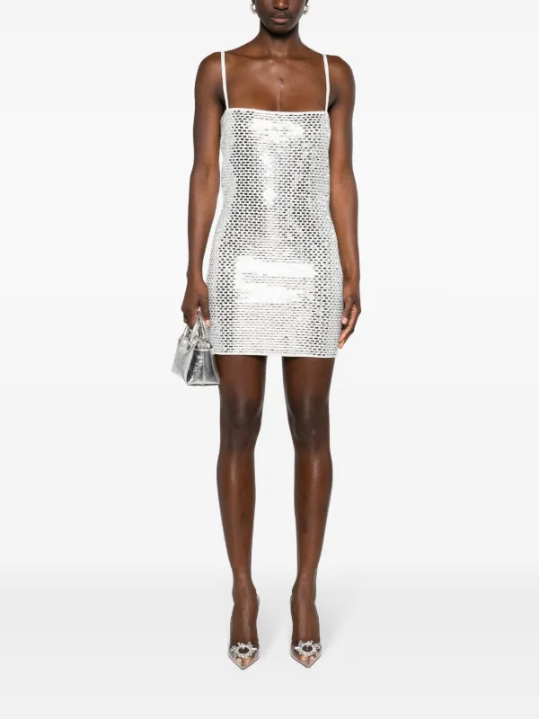 retrofete silver mini dress Retrofete Avanyah Rhinestoned Minidress
