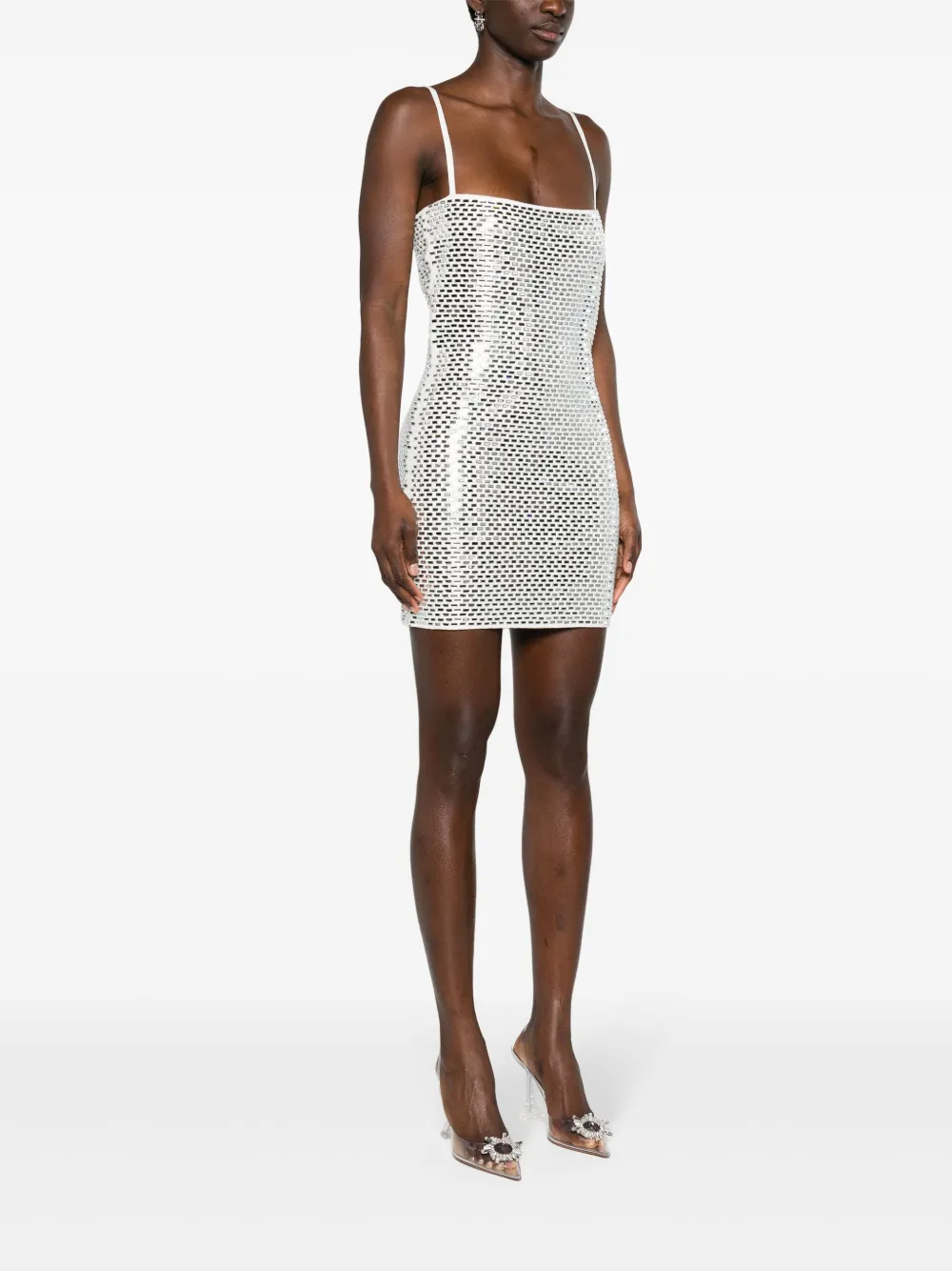 Retroféte Avanyah Embellished Knit Mini Dress In White In Silver