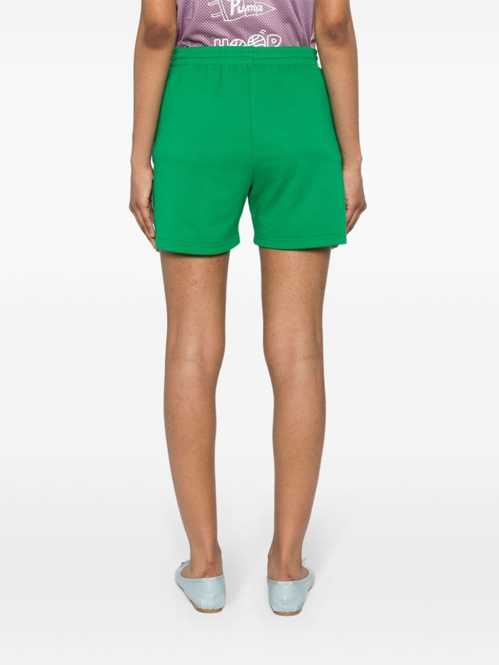 Shop P.a.r.o.s.h Striped Jersey Shorts In Green