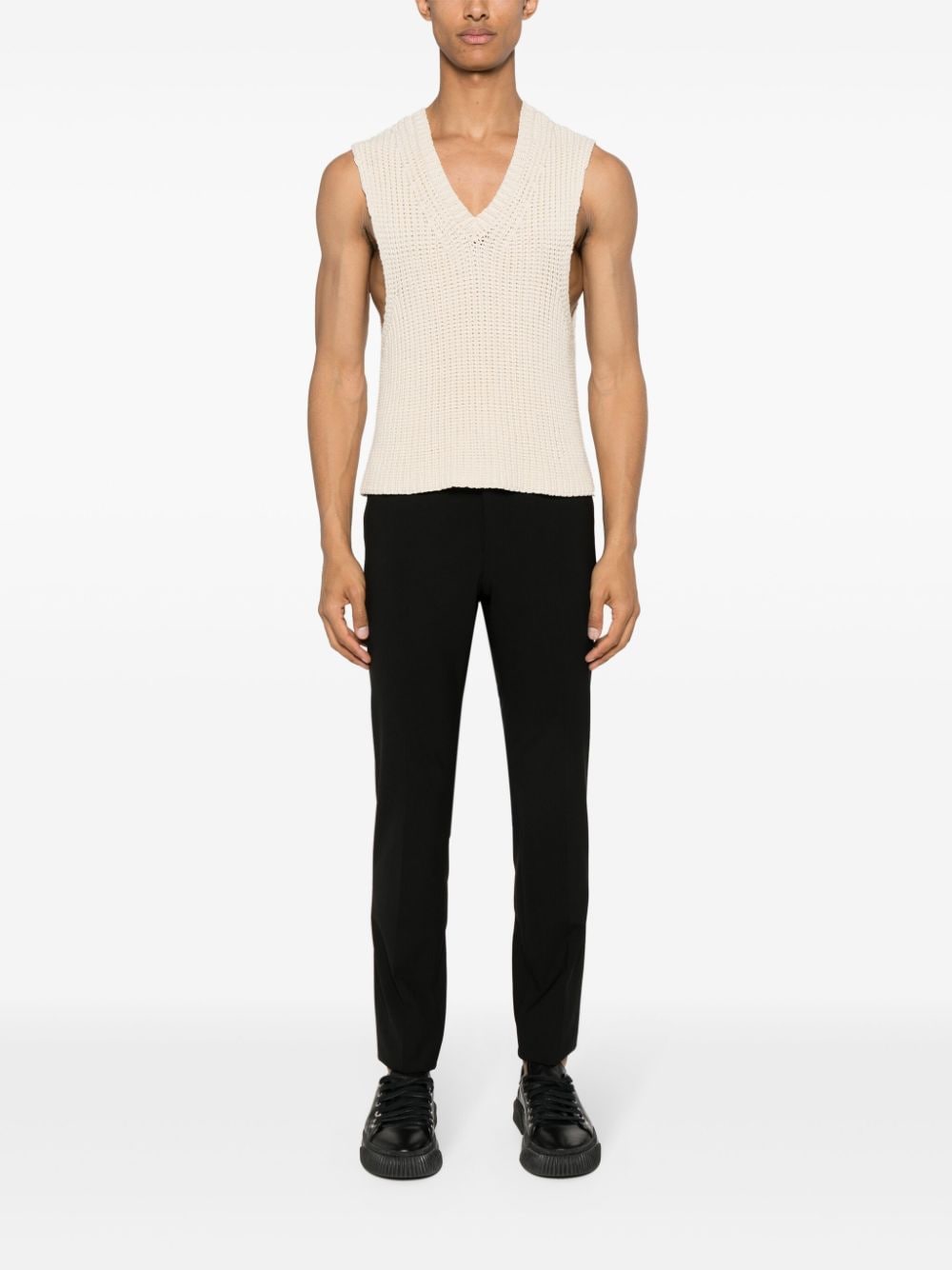 Shop Emporio Armani Slim-cut Tailored Trousers In Black