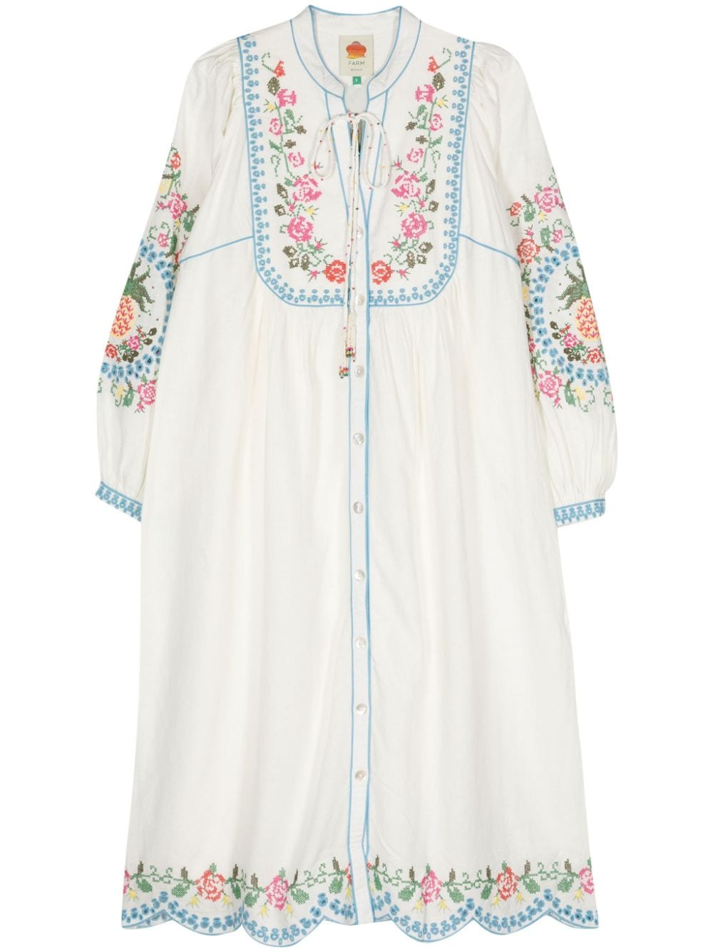 Shop Farm Rio Embroidered-motif Midi Dress In White