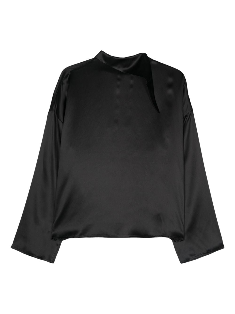 Shop Avavav Silk Satin Blouse In Black