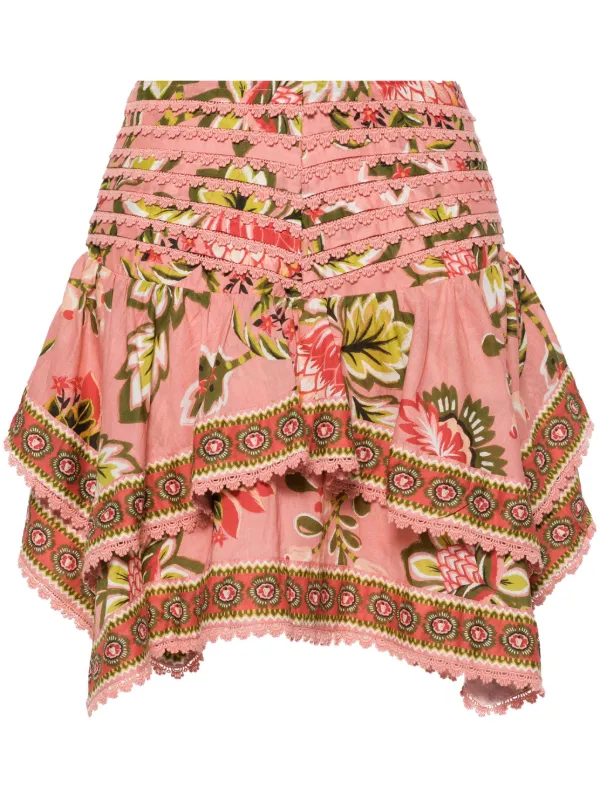 Multicolor floral mini skirt best sale