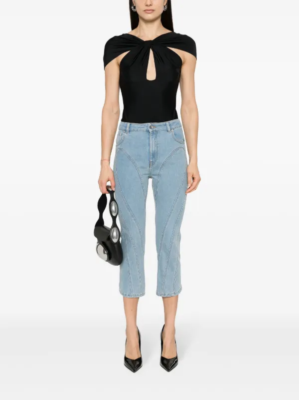 Mugler ハイライズ クロップドジーンズ | ブルー | FARFETCH JP