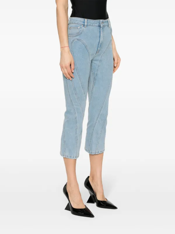 Mugler high-rise Cropped Jeans | Blue | FARFETCH JO