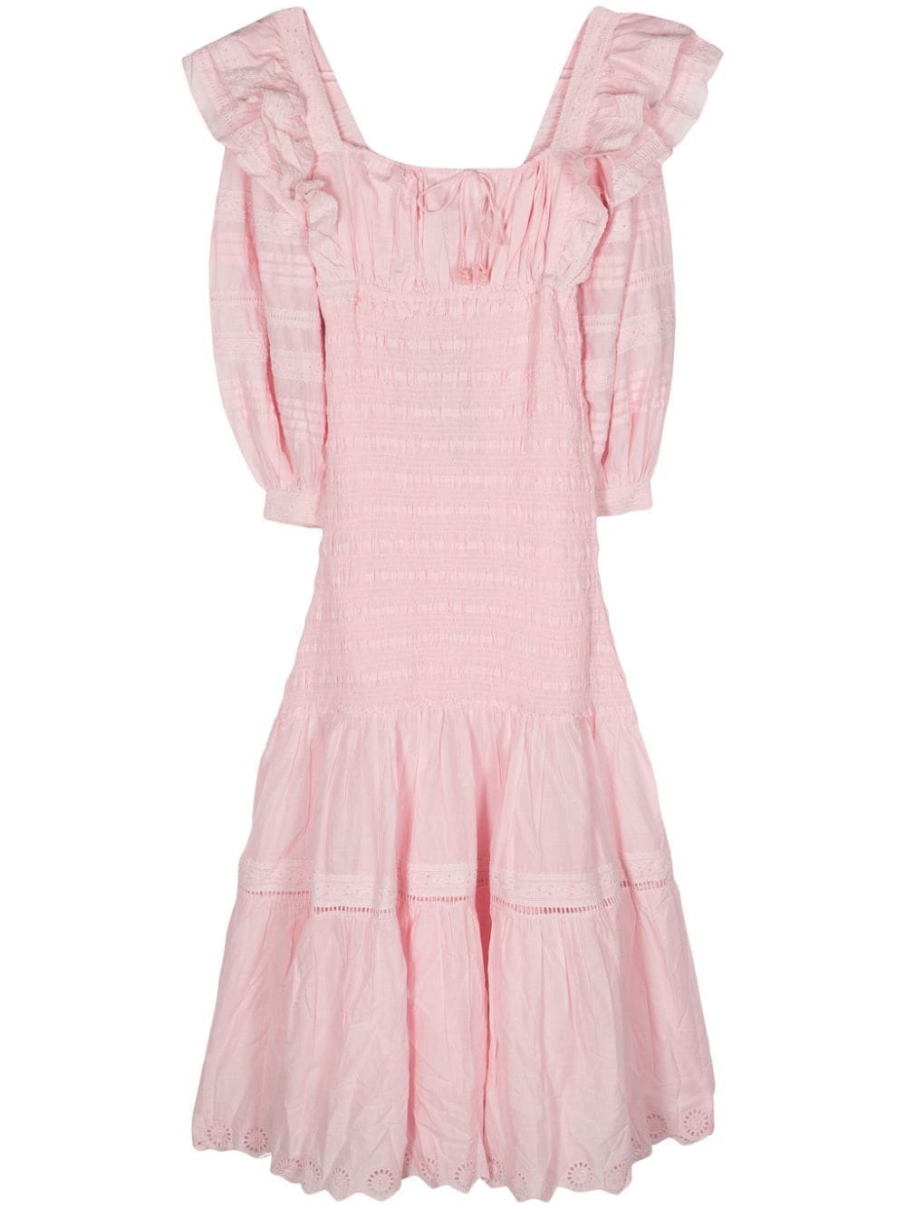 Farm Rio Ruffled-detail Midi Dress In Pink