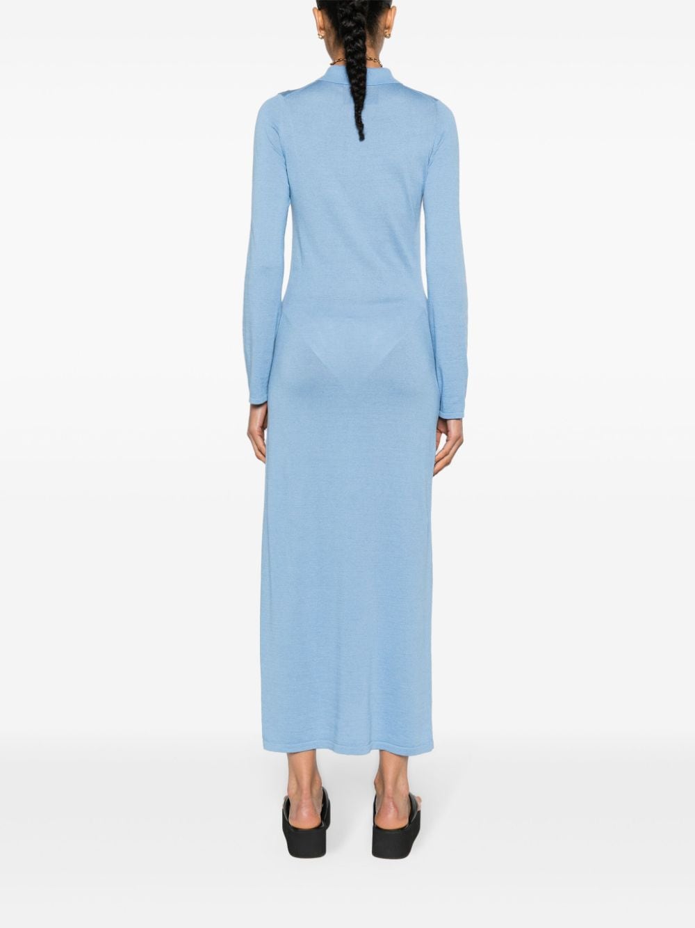 Shop Guest In Residence Showtime Fine-knit Maxi Dress In Blue