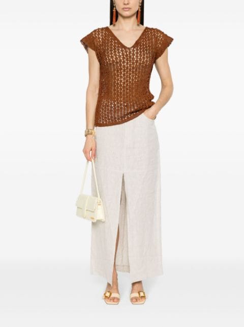 knitted leather top