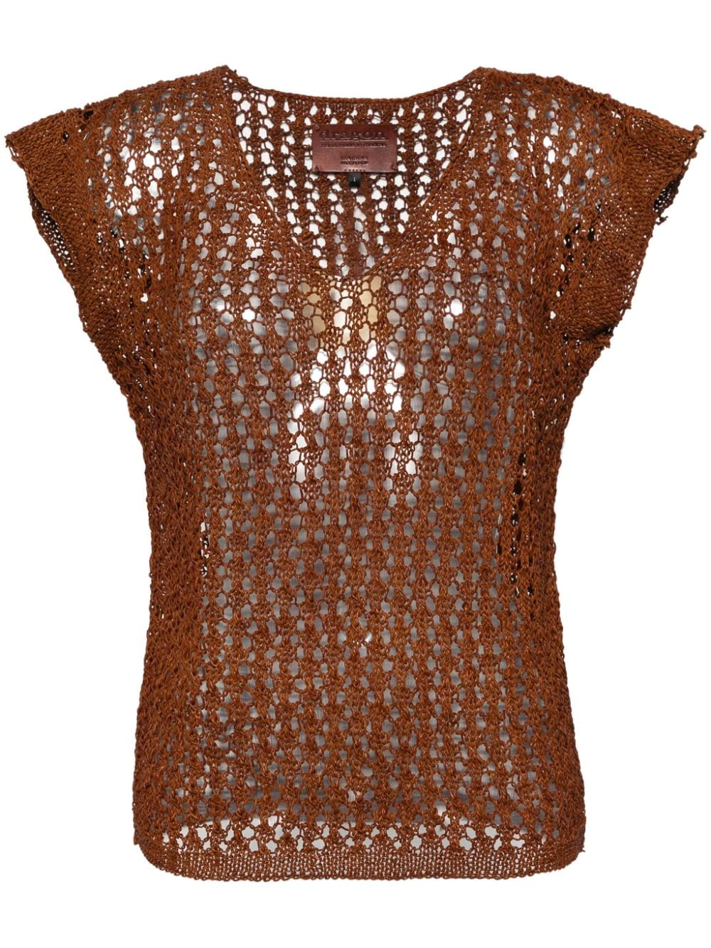 Shop Dragon Diffusion Knitted Leather Top In Brown