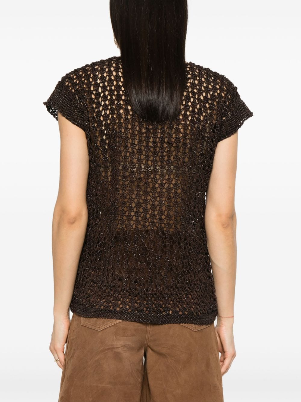 Shop Dragon Diffusion Knitted Leather Top In Brown