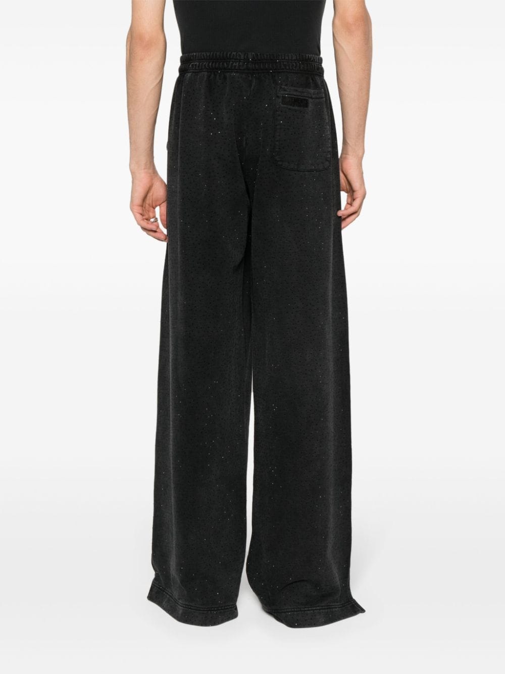 Shop Vetements Crystal-embellished Track Pants In Schwarz