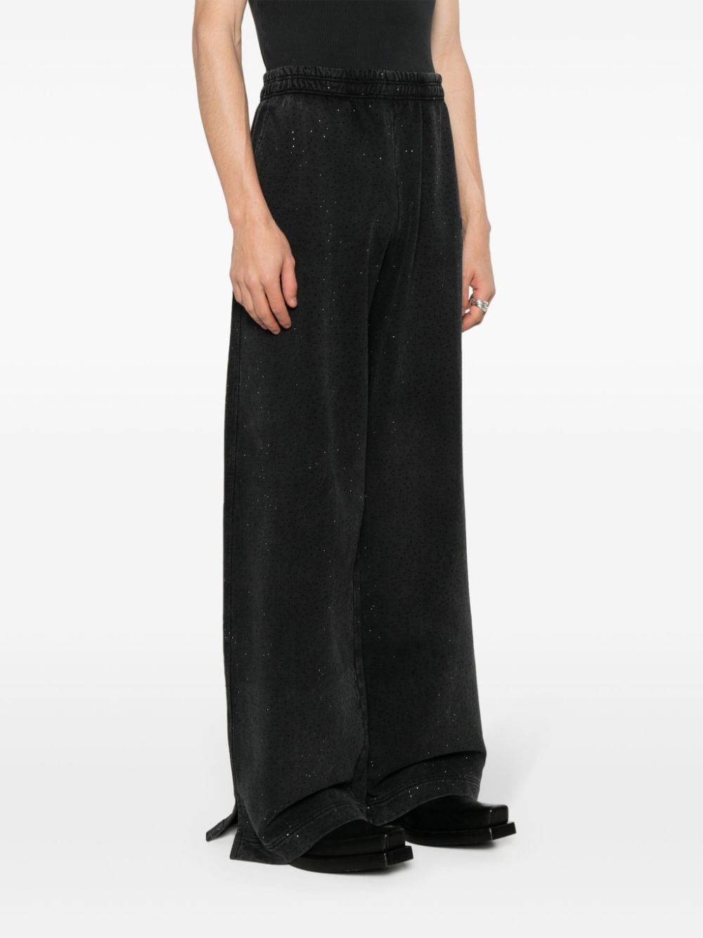 Shop Vetements Crystal-embellished Track Pants In Schwarz