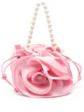Magda Butrym rose-appliqué satin bucket bag - Pink