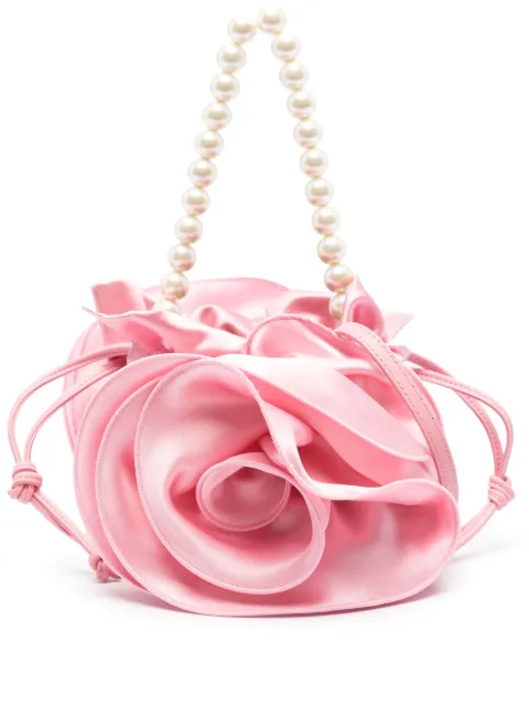 Magda Butrym rose-appliqué satin bucket bag