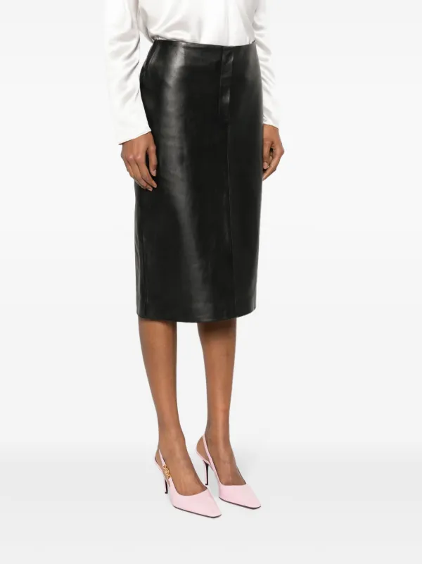 Magda Butrym Leather Pencil Skirt | Black | FARFETCH JO
