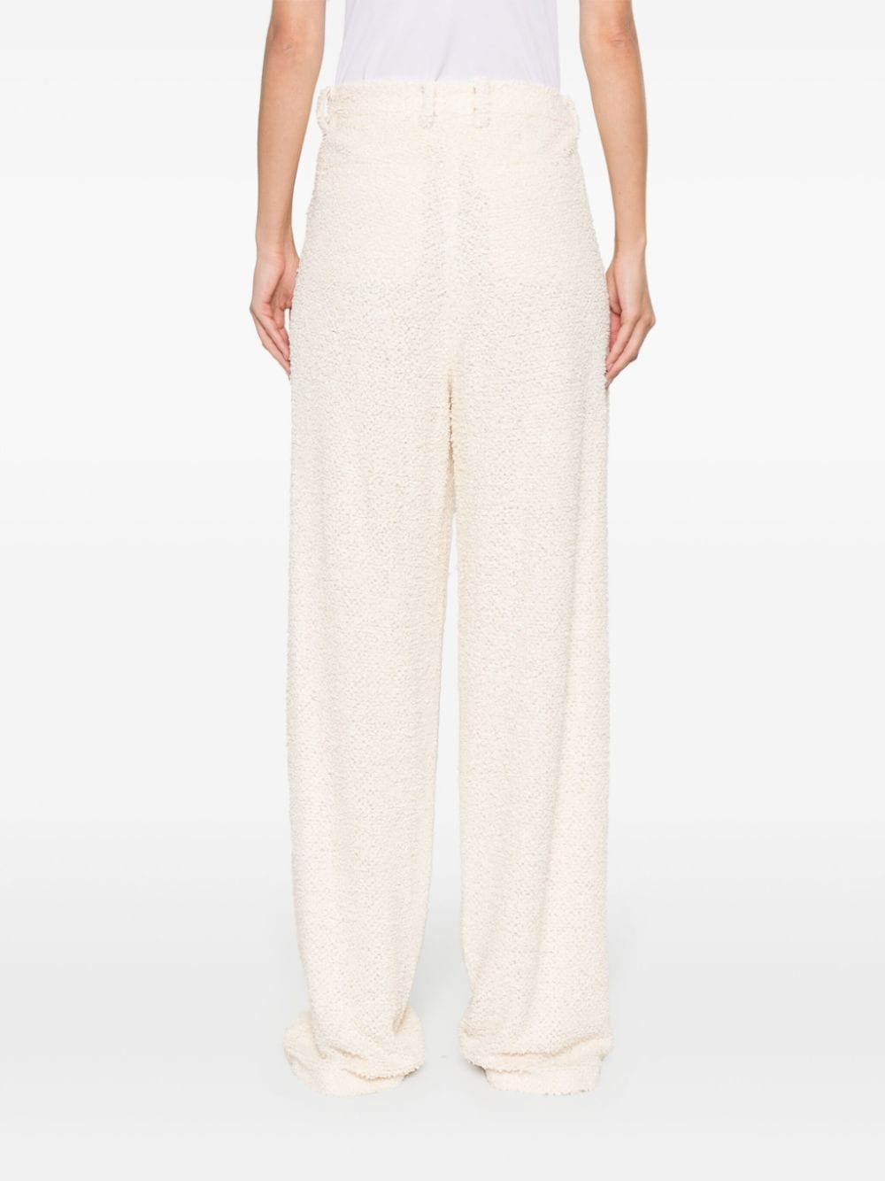 Shop Magda Butrym Bouclé Straight Trousers In Neutrals