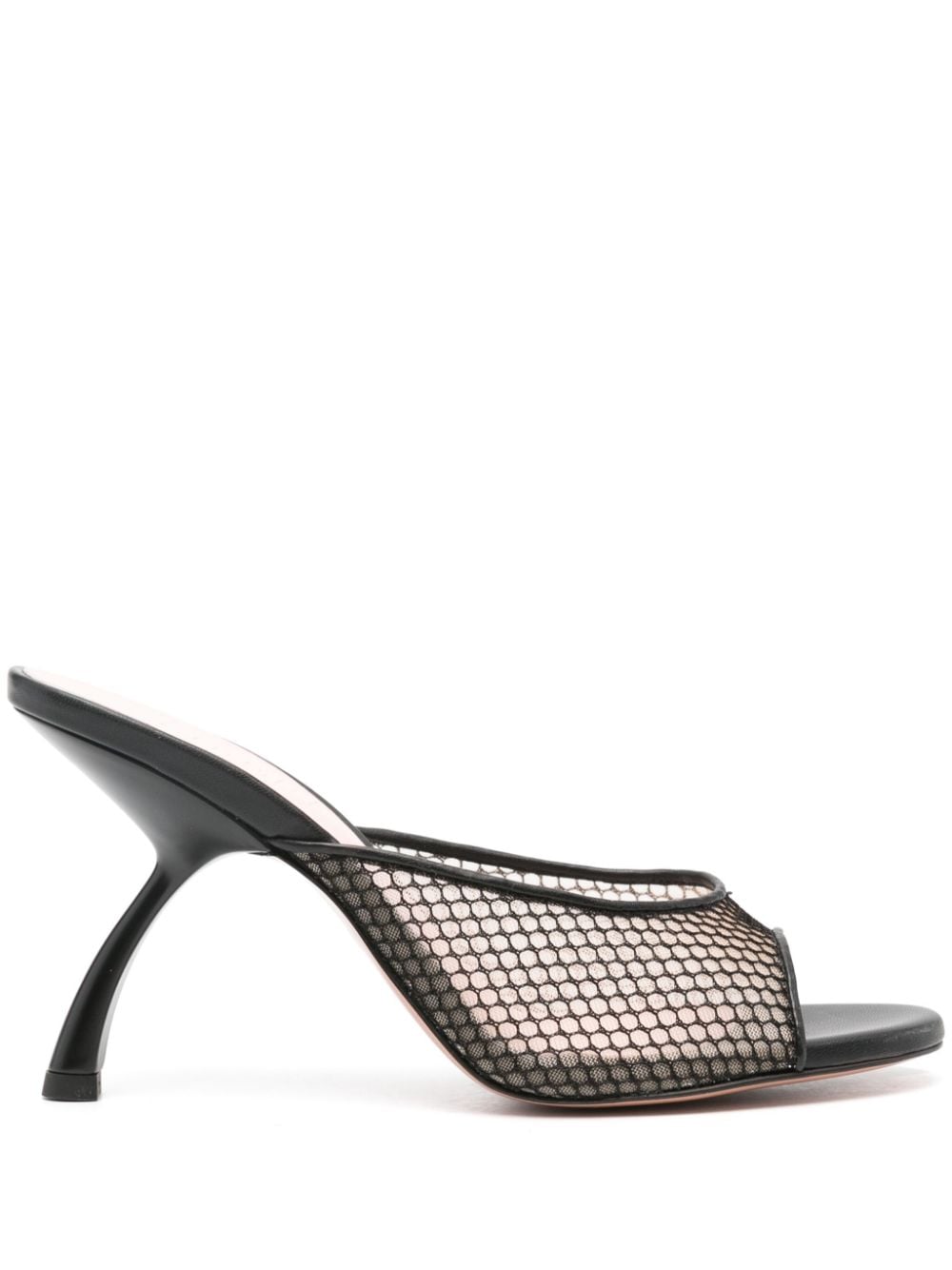 90mm mesh leather mules