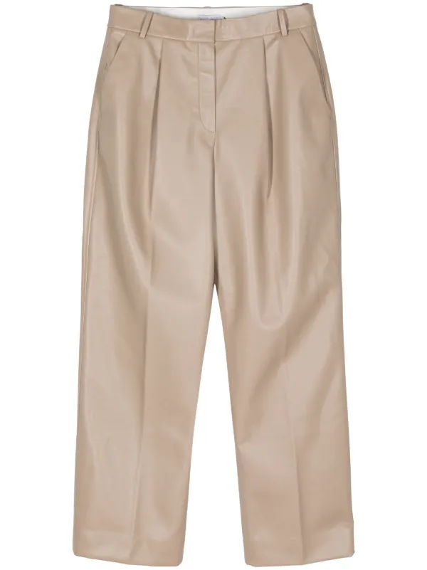 Calvin Klein Pleated Straight-leg Trousers in Neutrals
