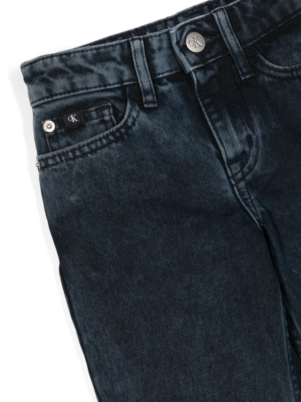 Calvin Klein Kids High waist jeans met logo label Blauw