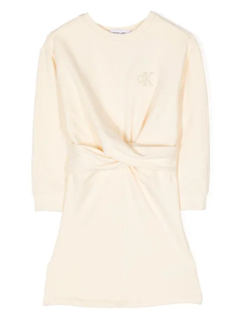 Calvin Klein Kids logo-embroidered twist-detail cotton dress