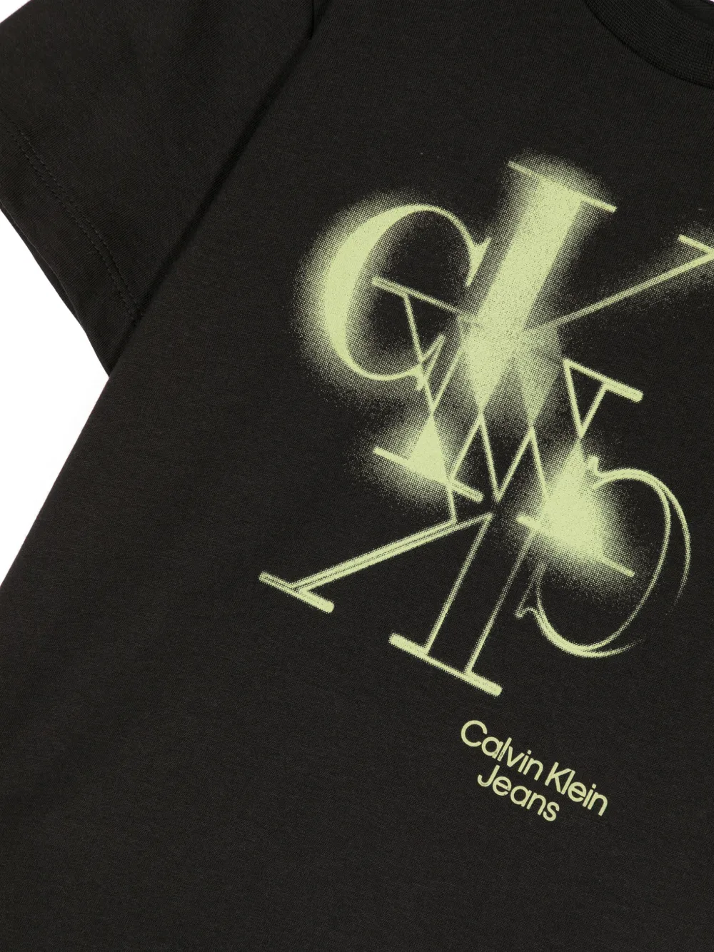 Calvin Klein Kids Katoenen T-shirt met logoprint Zwart