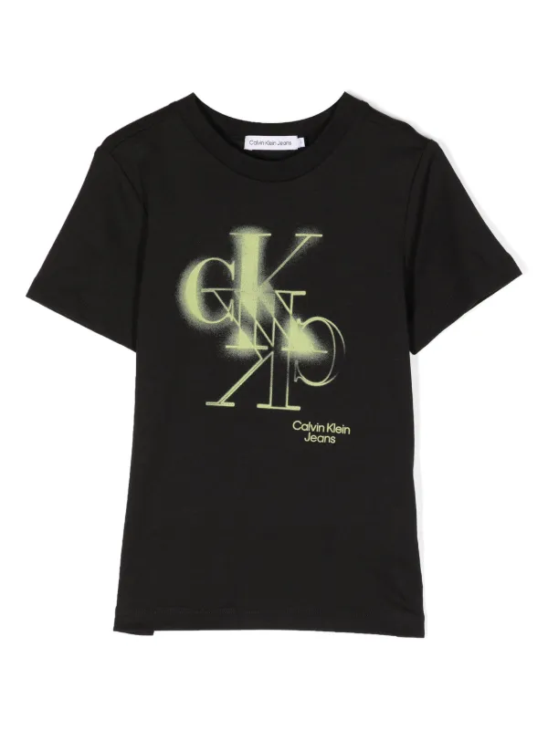 Calvin Klein Kids Spray logo-print Cotton T-shirt Black FARFETCH PH