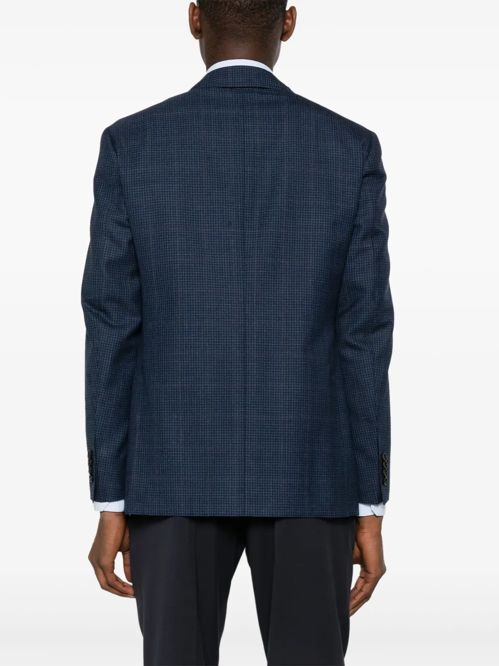 Shop Canali Checked Wool Blazer In Blue