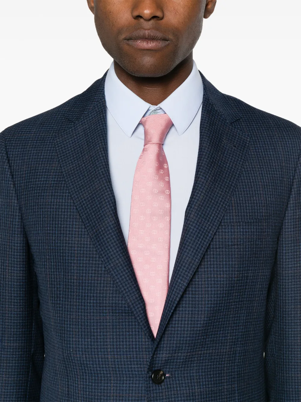 Shop Canali Checked Wool Blazer In Blue